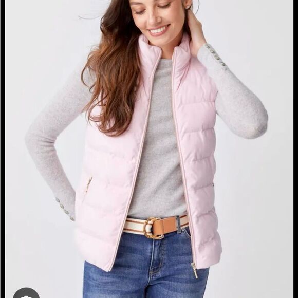 J. McLaughlin Gracie Faux Suede Puffer Pink Zip Vest - Picture 1 of 7